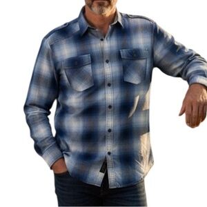 Sean John Plaid Shirt Blue Size L